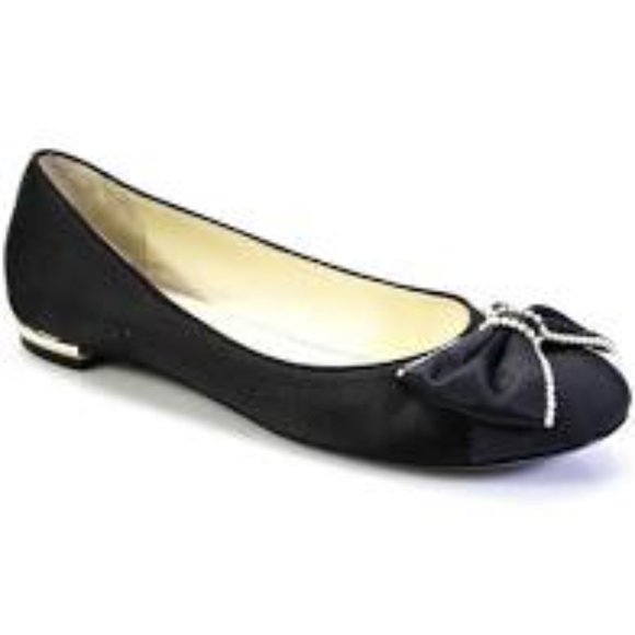 CHANEL Shoes - CHANEL Black Satin Pearl Trim Flats Ballerina 40.5